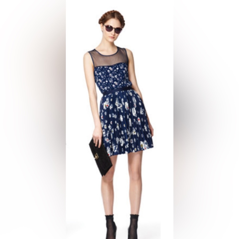Jason Wu for Target Sleeveless Navy Floral Top With Sheer Neckline L